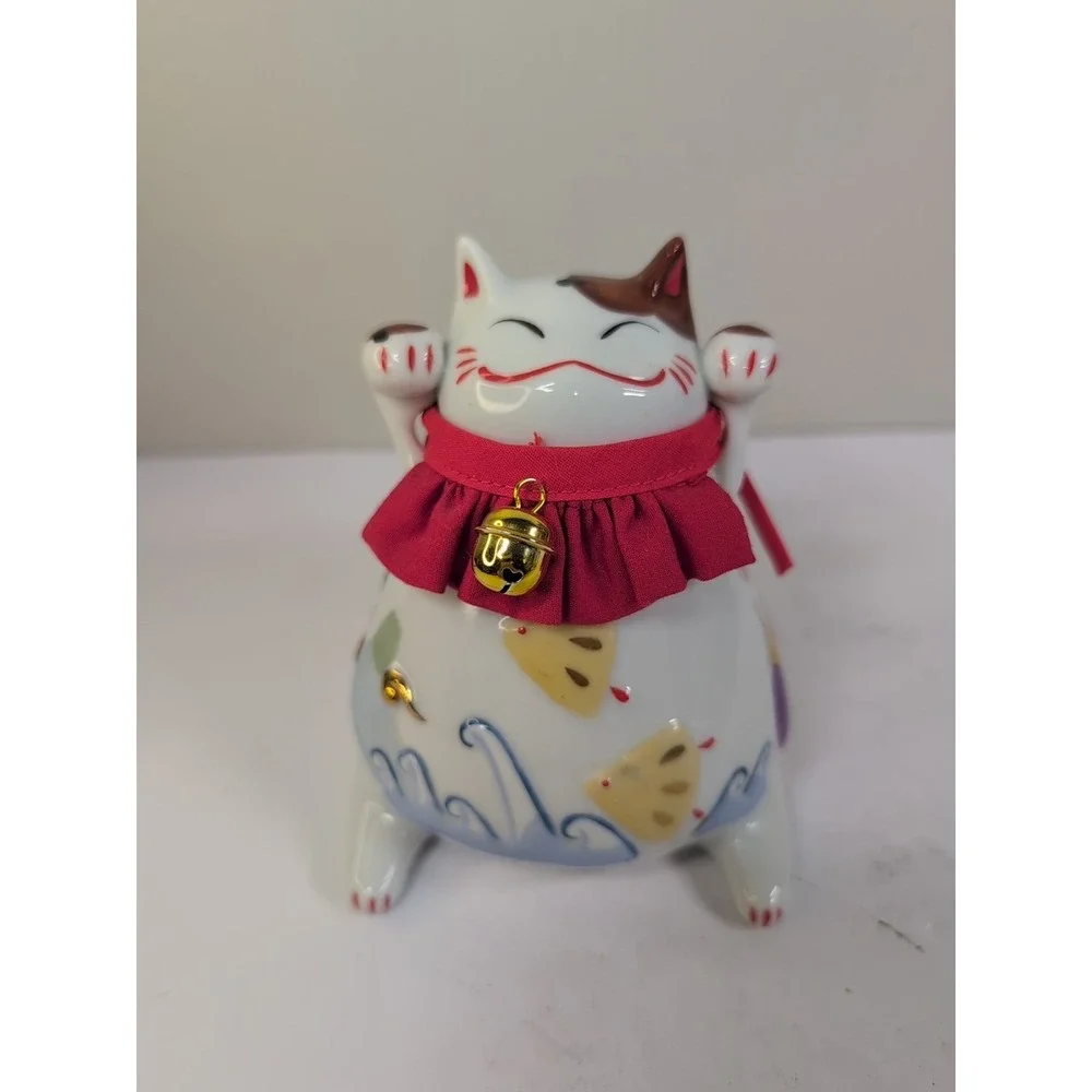Japanese Lucky Cat Coin Box Maneki Neko Piggy Bank Auspicious Ceramic